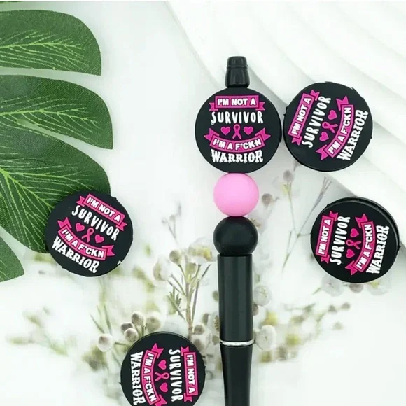 DIY 30pcs Silicone Mixed Focals, Refillable ink insert, Beads, Pen Bag & Pens